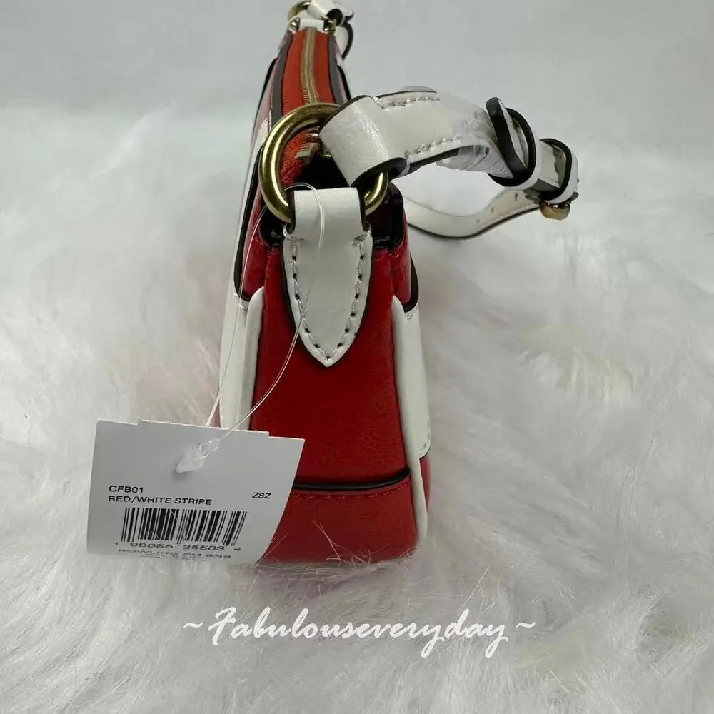 Coach Coachtopia Bowling Small Shoulder Bag Red/White Stripe CFB01 NWT